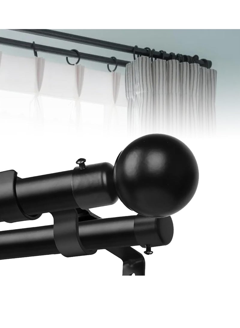 شو وو قضيب ستارة دش مزدوج قابل للتمديد من الفولاذ المقاوم للصدأ، قضيب ستارة دش بنابض شد مزدوج المسار، عمود ستارة تلسكوبي مشدود، سكة تعليق ملابس 32-48 بوصة - Image 1