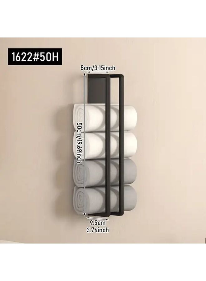 Modern Black Double Pole Wall Mount Towel Rack 1622 40H Non Drilling Space Saving - Image 4