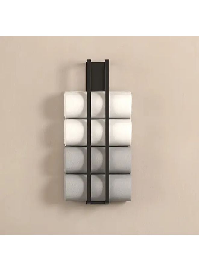 Modern Black Double Pole Wall Mount Towel Rack 1622 40H Non Drilling Space Saving - Image 3