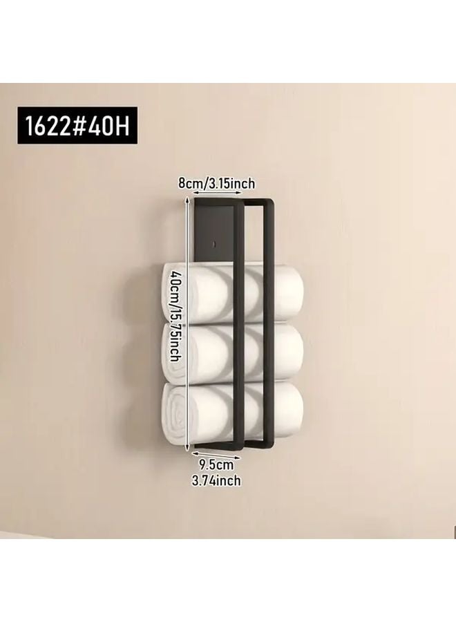 Modern Black Double Pole Wall Mount Towel Rack 1622 40H Non Drilling Space Saving - Image 1