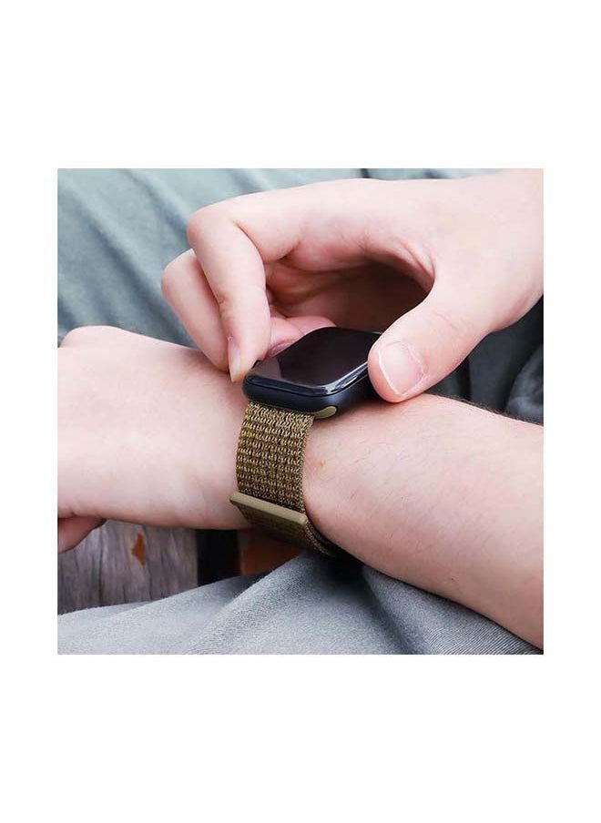 NIBEMINENT - Sport Loop Replacement Band for Apple Watch Series 7/6/5/4/SE 45/44/42mm Olive Flak - Image 1