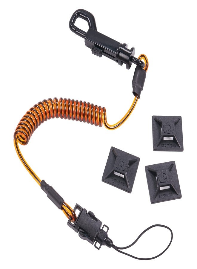Ergodyne Squids 3151 Coiled Lanyard Tether with Swivel Hook, Detachable End, Self-Adhesive Mounts Included - Image 1