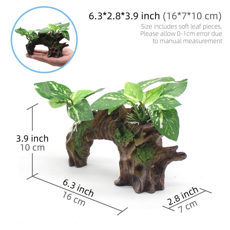 relaqcc Aquarium Decor Ornaments Artifical Driftwood Cave Fish Tank Decorations Silk Aquarium Plants for Betta Fish Tank Accessories - Image 2