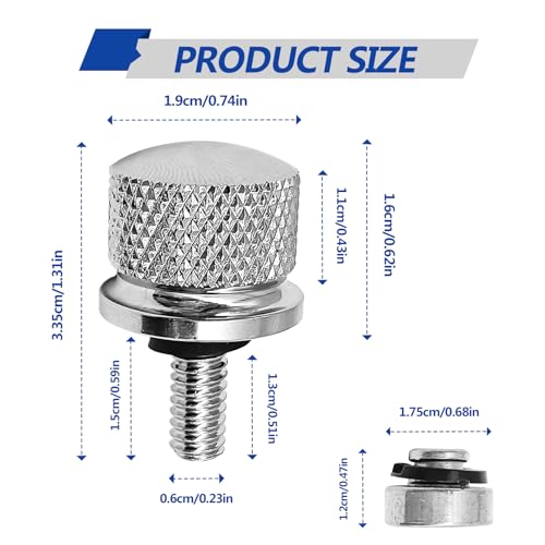 RBOKO Stainless Motorcycle Seat Bolt Kit, 1/4-20 Thread Fender Seat Nut Kit Compatible with Harley Davidson 1996-2024, Silver - Image 2