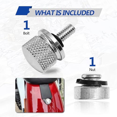 RBOKO Stainless Motorcycle Seat Bolt Kit, 1/4-20 Thread Fender Seat Nut Kit Compatible with Harley Davidson 1996-2024, Silver - Image 5