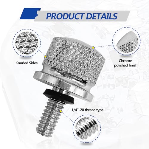 RBOKO Stainless Motorcycle Seat Bolt Kit, 1/4-20 Thread Fender Seat Nut Kit Compatible with Harley Davidson 1996-2024, Silver - Image 4
