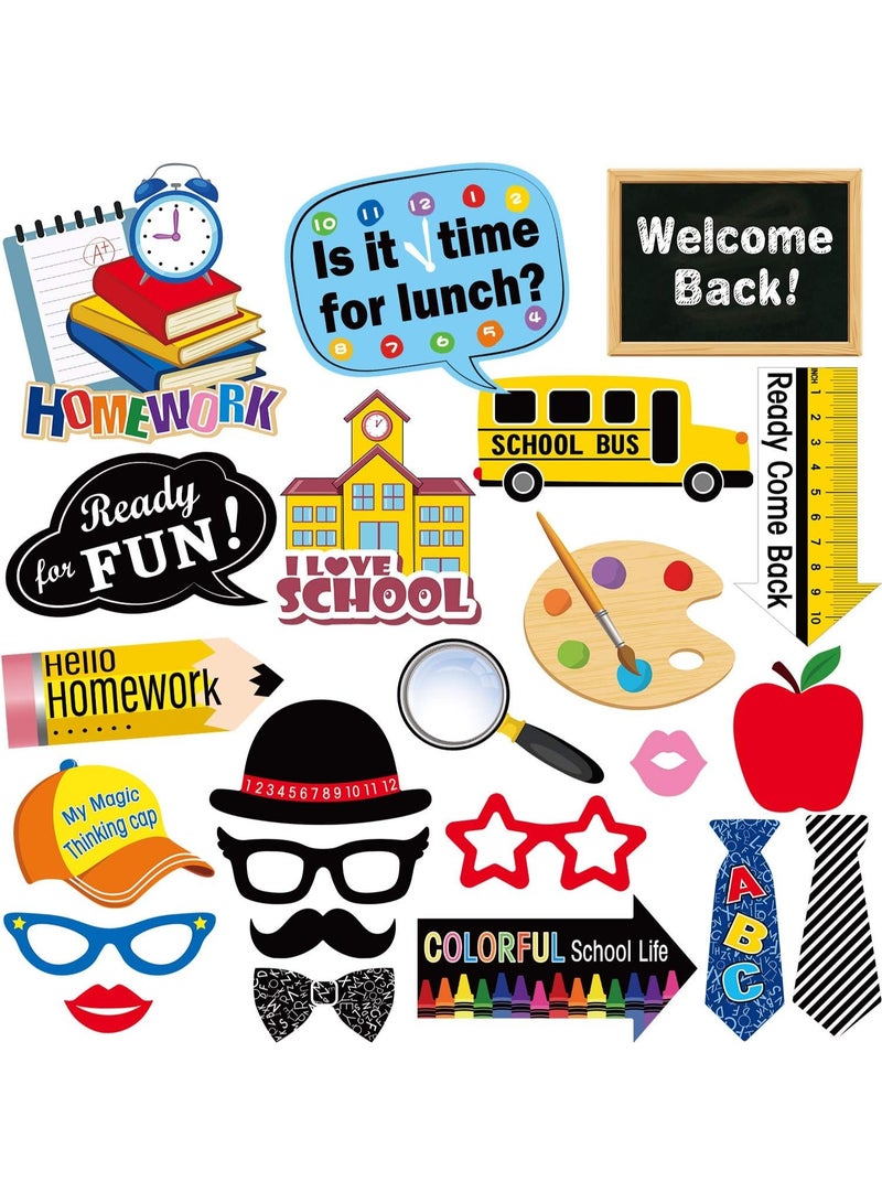 24 Sets Back To School Photo Booth Props Kit - First Day of School Camera Props Kit Party Supplies for Kids and Adults