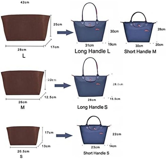 Lckaey Purse Organizer Insert for Longchamp Le Pliage Large Tote, Felt Handbag Organizer, Black, 1028black-L (AG) - Image 5