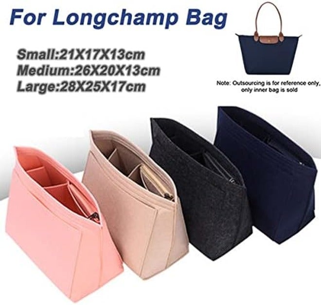 Lckaey Purse Organizer Insert for Longchamp Le Pliage Large Tote, Felt Handbag Organizer, Black, 1028black-L (AG) - Image 4