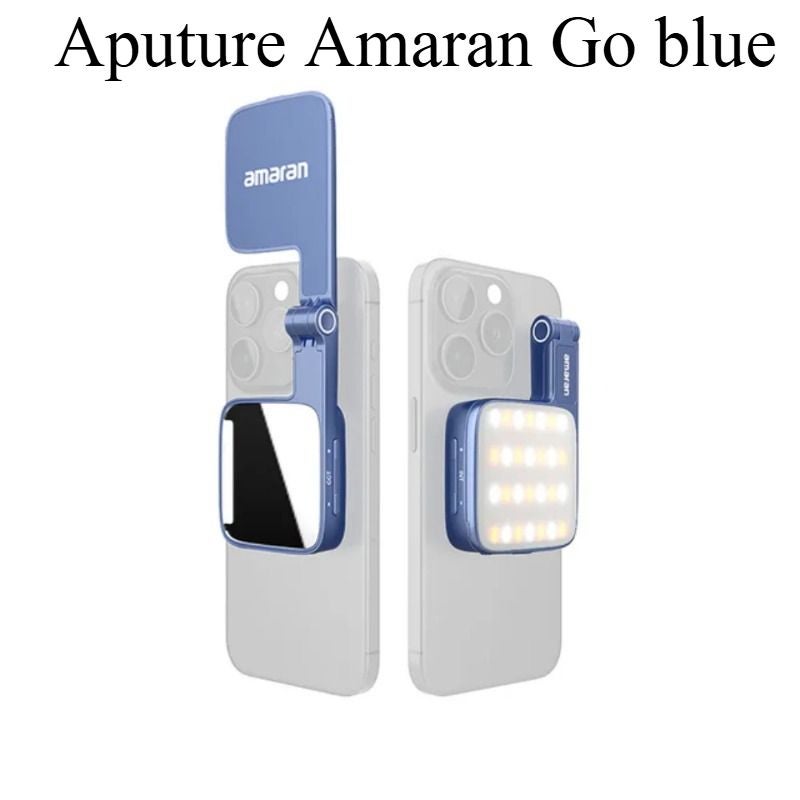 Aputure Amaran Go Magnetic Rechargeable Portable Selfie Light with Makeup Mirror, Blue - Image 1