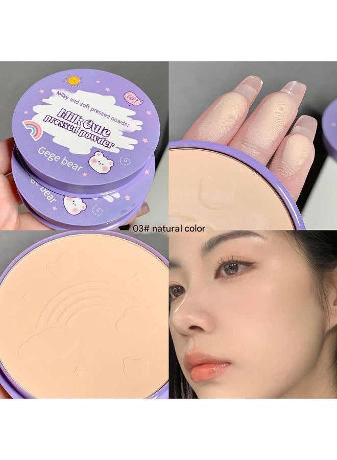 Gege Bear Milky and Soft Powder | Waterproof Matte Finish | Soft Mousse Texture | Natural Glow | Oil Control Compact Powder | Dewy Full Coverage | Flawless finish | High Performance Compact | Super stay Long Lasting | Best for Glowing Skin | Face Compact Powder For Women (03# Natural Color, 12g) - Image 3