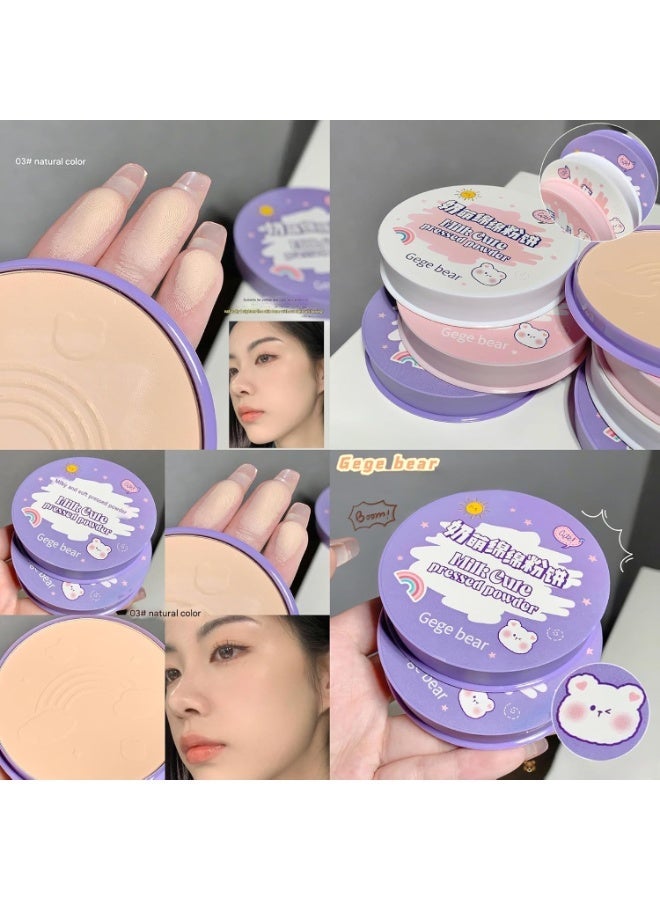 Gege Bear Milky and Soft Powder | Waterproof Matte Finish | Soft Mousse Texture | Natural Glow | Oil Control Compact Powder | Dewy Full Coverage | Flawless finish | High Performance Compact | Super stay Long Lasting | Best for Glowing Skin | Face Compact Powder For Women (03# Natural Color, 12g) - Image 2
