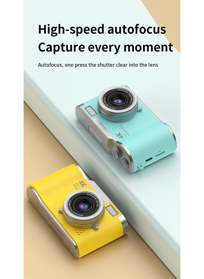 Digisand Digital Camera with 128G SD Card 4K CCD Digital Zoom Student Digital Camera 48MP Portable Photography Camera 180° Flip Screen Selfie Camera, Free Gift Lanyard and Cartoon Stickers - Image 2