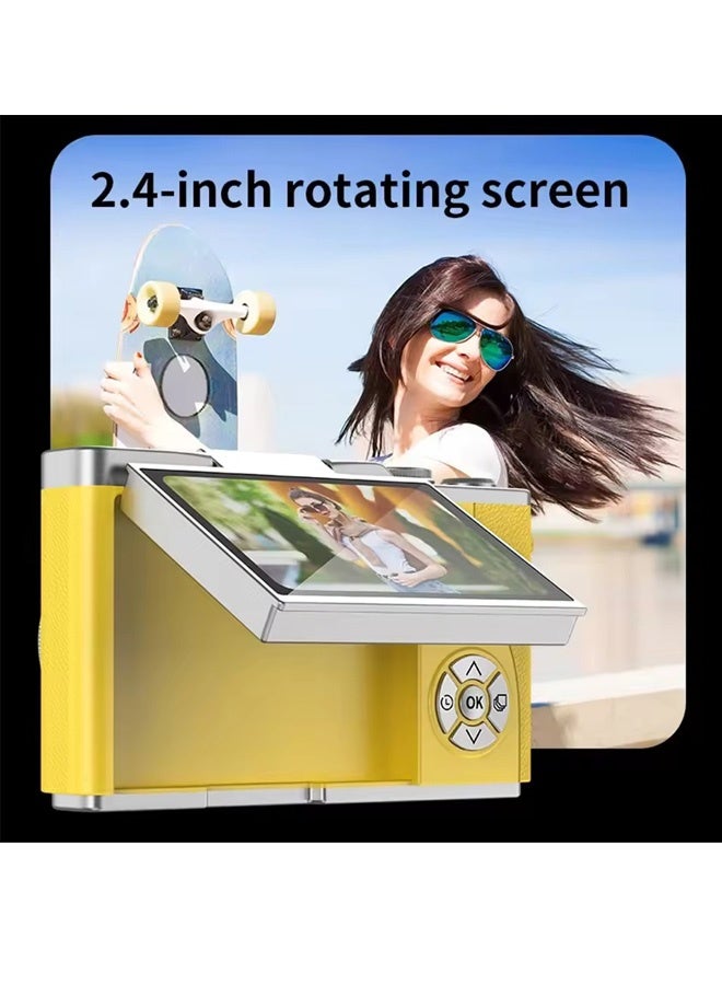 Digisand Digital Camera with 128G SD Card 4K CCD Digital Zoom Student Digital Camera 48MP Portable Photography Camera 180° Flip Screen Selfie Camera, Free Gift Lanyard and Cartoon Stickers - Image 3