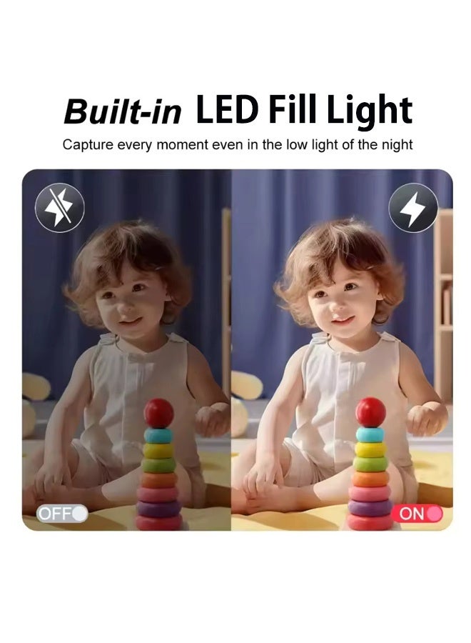 Digisand Digital Camera with 128G SD Card 4K CCD Digital Zoom Student Digital Camera 48MP Portable Photography Camera 180° Flip Screen Selfie Camera, Free Gift Lanyard and Cartoon Stickers - Image 5