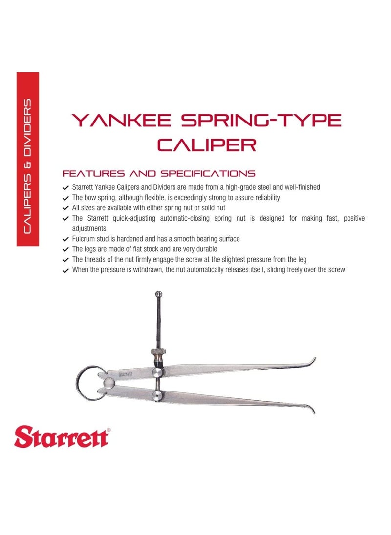 Starrett Starrett Yankee SpringType Caliper with Hardened Fulcrum Stud Bow Spring and Quick Adjusting Spring Nut  6 Size and Capacity Spring Joint Type  73A6  - Image 2
