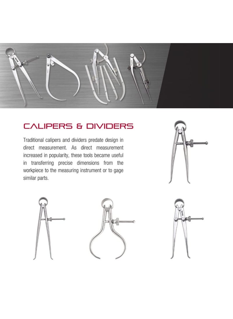 Starrett Starrett Yankee SpringType Caliper with Hardened Fulcrum Stud Bow Spring and Quick Adjusting Spring Nut  6 Size and Capacity Spring Joint Type  73A6  - Image 3