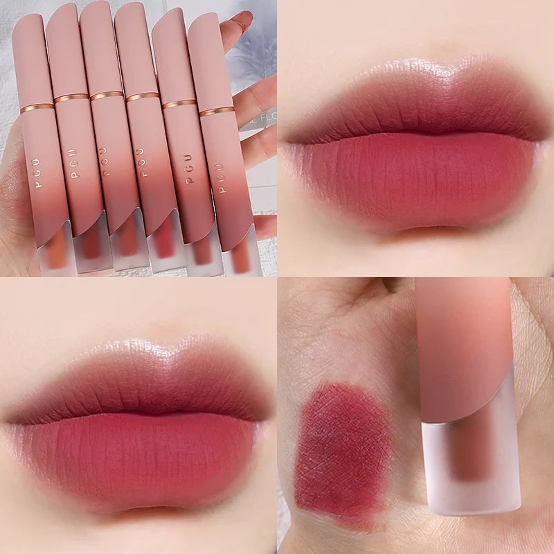 6 Colors Moisturizing Lip Gloss Velvet Matte Soft Mist Texture Color Rendering Lip Tint Waterproof Lasting Non-stick Lipsticks - Image 1