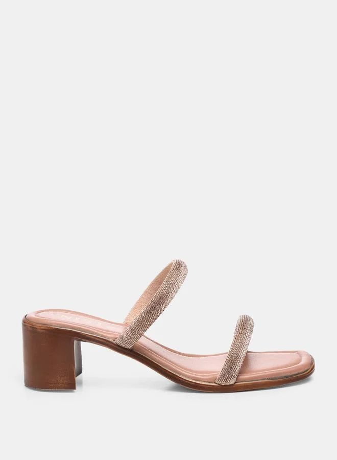 GNIST Rhinestone Embellished Block Heel Sandals by Styli