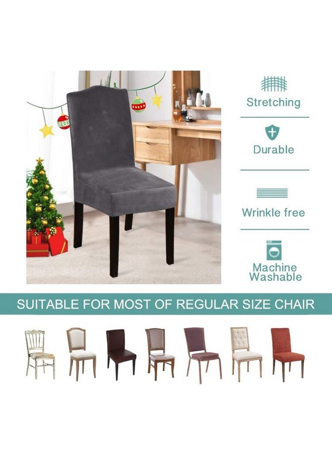 Styleys - Styleys Velvet Dining Chair Covers Stretch Chair Covers for Dining Room Chair Protector Covers Slipcover Chair Covers (Pack of 6, Navy Blue, VEMC13) - Image 1