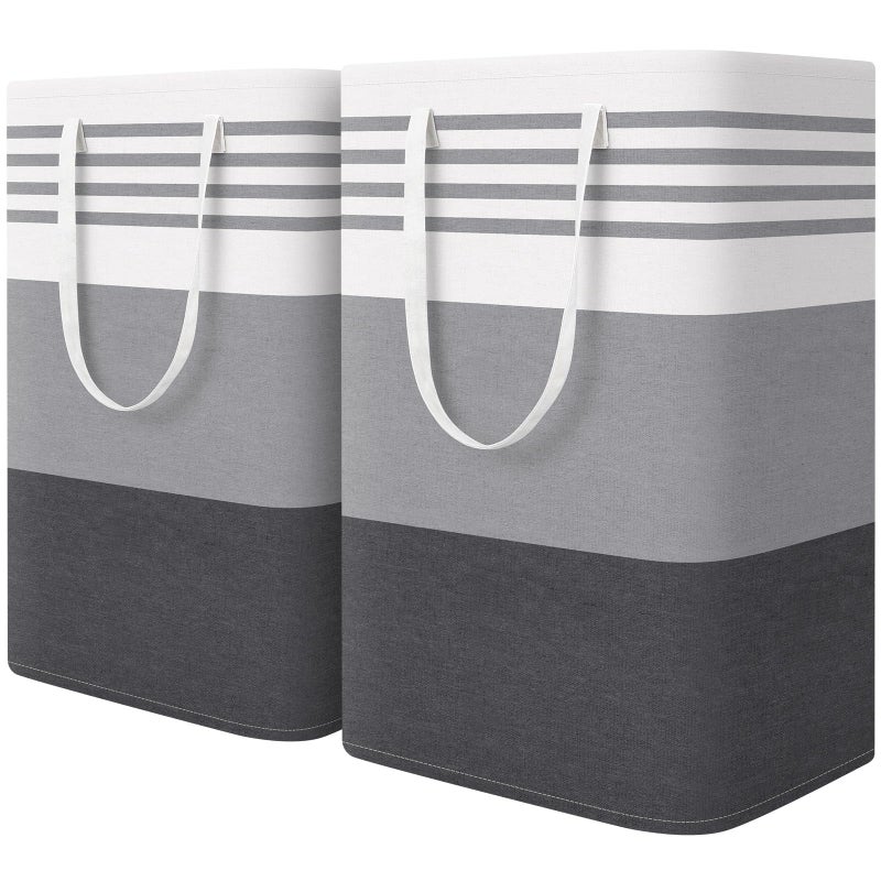 WOWBOX 2 Pack Laundry Hampers Baskets, Freestanding Dirty Clothes Hampers with Reinforced Handles & Cross Stitch & Waterproof Coating, for Laundry Bedroom Bathroom, 2 x 75L - Image 1