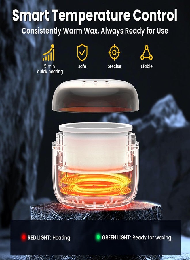 مجموعة إزالة شعر الأنف للرجال والنساء: مجموعة إزالة شعر الأنف والأذن بالشمع - تسخين سريع ذكي بتقنية USB، 100 غرام من حبيبات الشمع، 30 عود شمع، مجموعة إزالة شعر غير مؤلمة للأنف والأذنين والحواجب والشفاه والوجه، حجم مناسب للسفر - Image 5