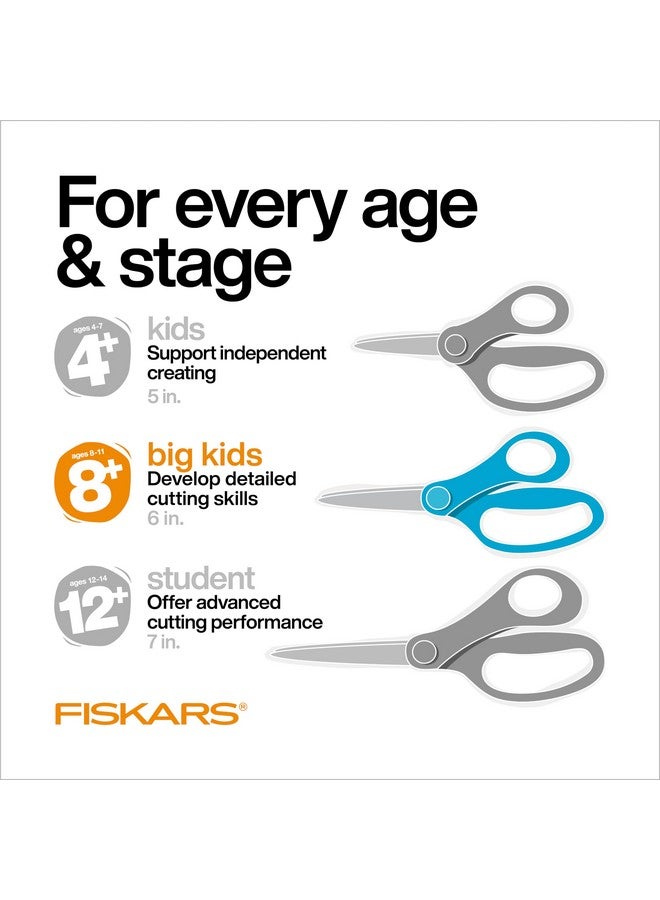 Fiskars 6" Left-Handed Big Kids Scissors for Ages 8-11, Scissors for School or Crafting, Back to School Supplies, Ombre Blue-Turquoise - Image 2