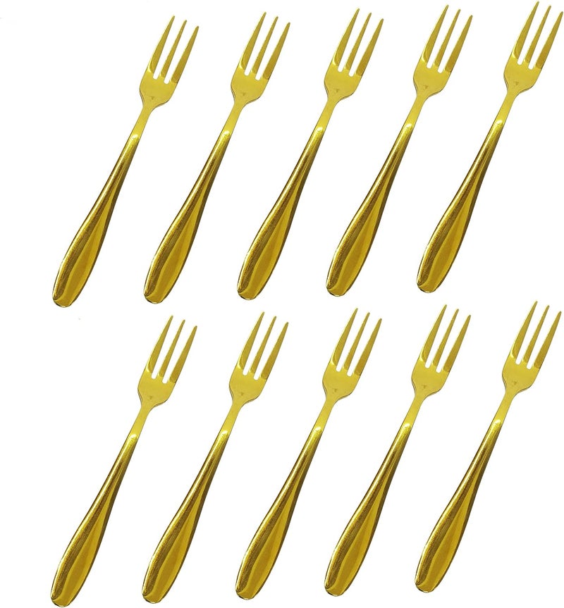 Comicfs كوميكفس 20 قطعة شوكات مقبلات صغيرة 52 بوصة من الفولاذ المقاوم للصدأ شوكات كعكة فاكهة إبداعية شوكات تذوق الحلويات ملحقات المطبخ حفلات الزفاف 20 شوكة ذهبية - Image 1