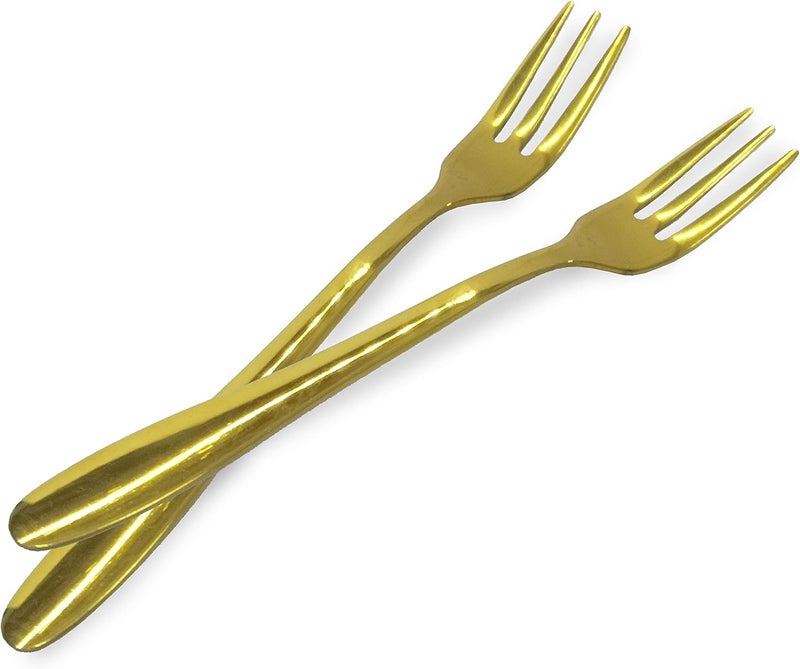 Comicfs كوميكفس 20 قطعة شوكات مقبلات صغيرة 52 بوصة من الفولاذ المقاوم للصدأ شوكات كعكة فاكهة إبداعية شوكات تذوق الحلويات ملحقات المطبخ حفلات الزفاف 20 شوكة ذهبية - Image 5