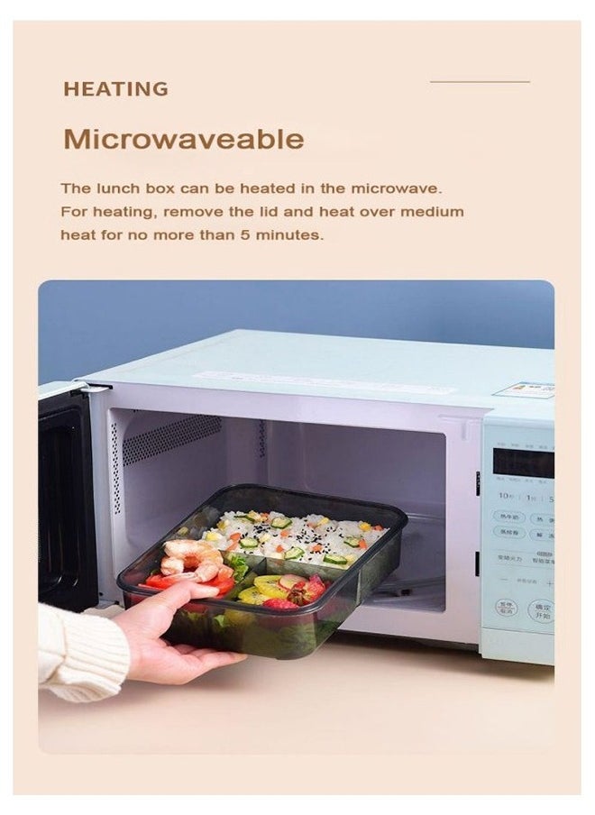 Generic - Microwave Lunch Box with Cutlery Healthy Food Container for Kids/Adults 1500ml,23.3cmx16.8cmx6.5cm - Image 1