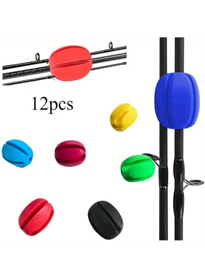 12pcs Black Silicone Fishing Rod Holders with 5 Hole Design for Safe Grip and Easy Storage - Image 2