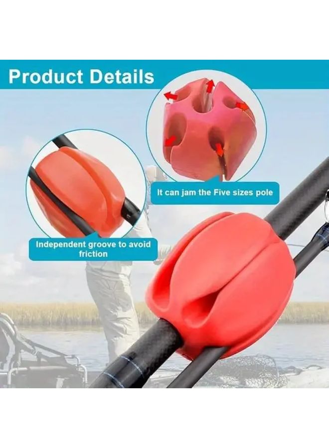12pcs Black Silicone Fishing Rod Holders with 5 Hole Design for Safe Grip and Easy Storage - Image 3