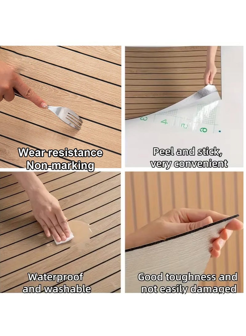 نوايوو ألواح حائط ثلاثية الأبعاد سميكة من الخشب الحبيبي - 300 سم × 40 سم، مقاومة للماء والرطوبة والصوت، ذاتية اللصق، ورق حائط لاصق لتزيين المنزل، غرفة المعيشة، غرفة النوم، خلفية التلفزيون (N53881) - Image 3