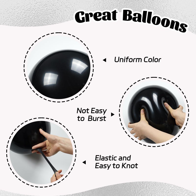 awenztech 60pcs Black and Silver Balloons 12inch, Black and White Balloons with Metallic Silver Confetti Balloons for Baby Shower Wedding Birthday Graduation Party Decorations - Image 3