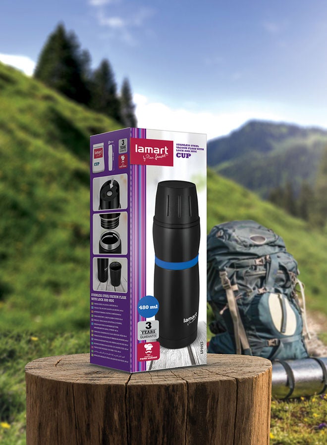 Lamart Vacuum Flask High Quality Stainless Steel 480 Ml Black/Blue - Image 5