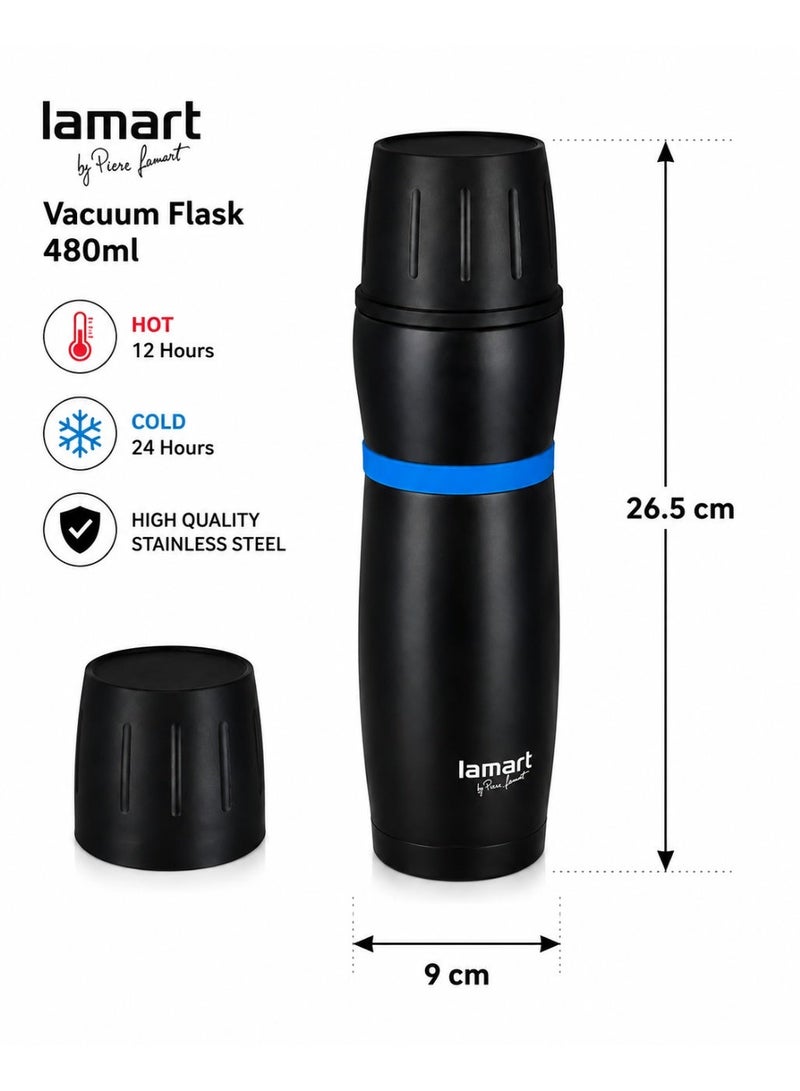 Lamart Vacuum Flask High Quality Stainless Steel 480 Ml Black/Blue - Image 3