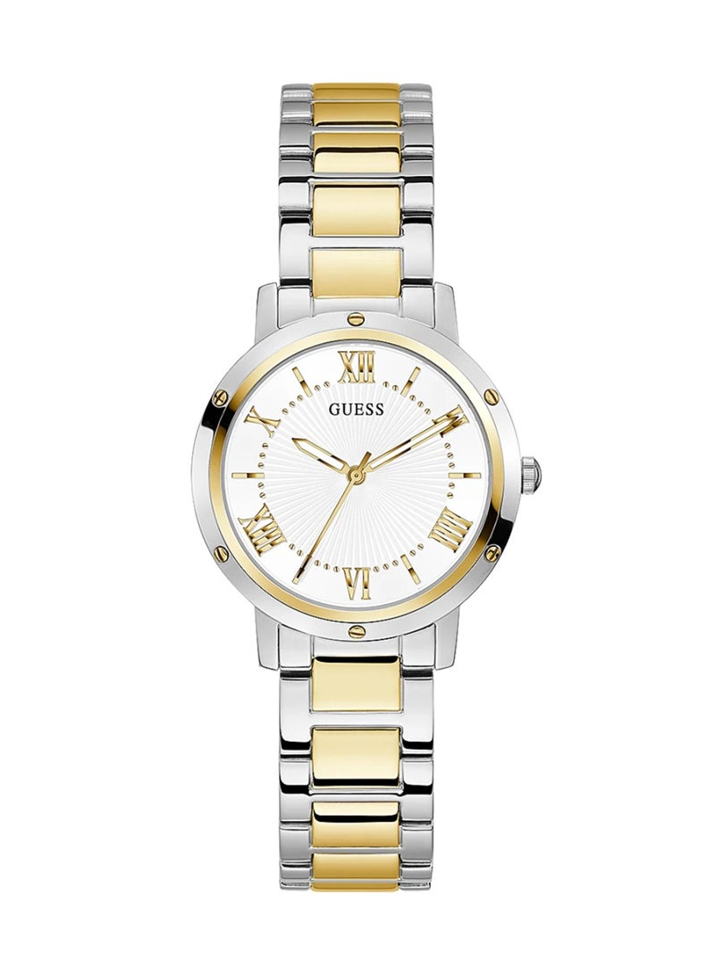 GUESS ساعة نسائية أنالوج كوارتز ذات لونين من الفولاذ المقاوم للصدأ GW0404L2 - 34م - Image 1