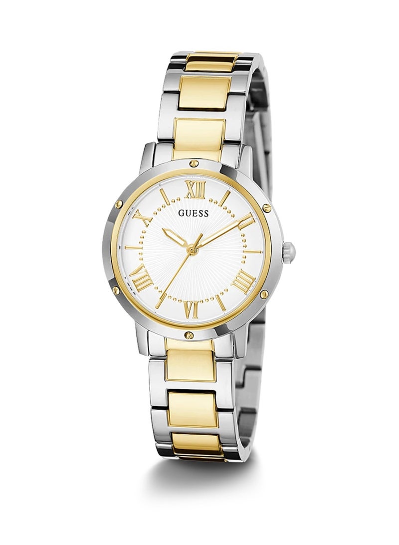 GUESS ساعة نسائية أنالوج كوارتز ذات لونين من الفولاذ المقاوم للصدأ GW0404L2 - 34م - Image 5