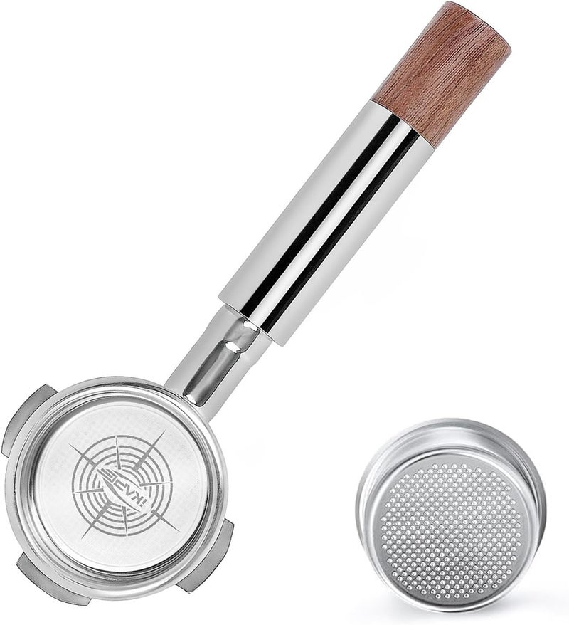 IKAPE 54mm مقبض مرشح بدون قاع، مناسب لآلات سلسلة Breville Barista BES870/880 مقاس 54mm وآلات Solis Barista (يشمل سلة فلتر بسعة 18 جرام) - Image 1