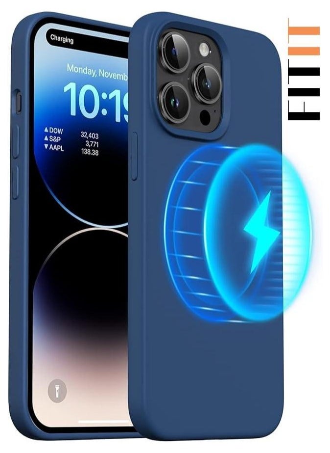 FITIT FITIT Magnetic Silicone Case for iPhone 13 Pro 6.1-Inch, Compatible with MagSafe, Blue.  - Image 1