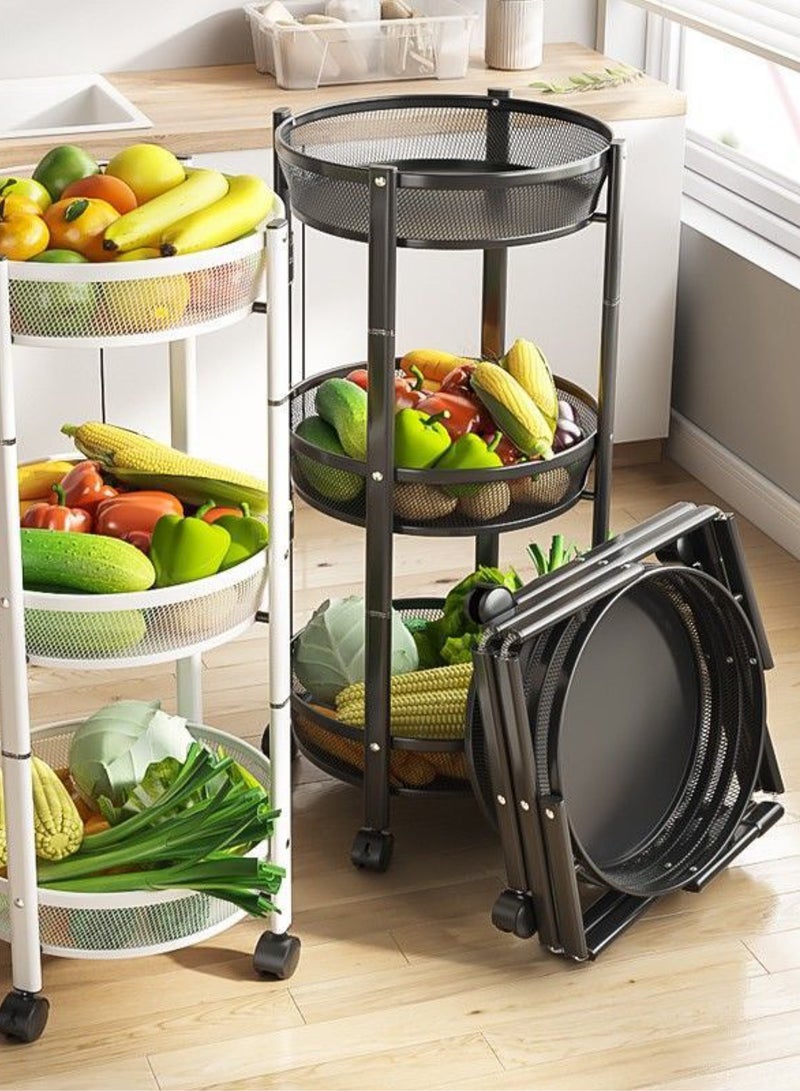 MITOYO 3-Tier Foldable Storage Cart - Kitchen Rack - Indoor and Outdoor - Steel Shelf - Image 4