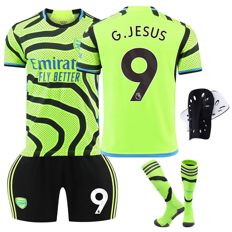 2324 Arsenal Away Green Number 7 Saka Football Jersey Number 8 Edegaard Number 9 Jesus Number 29 Havertz Jersey Set - Image 4