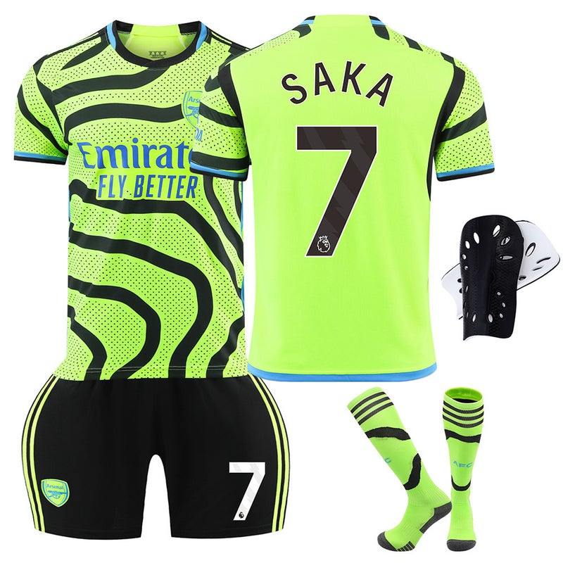 2324 Arsenal Away Green Number 7 Saka Football Jersey Number 8 Edegaard Number 9 Jesus Number 29 Havertz Jersey Set - Image 2