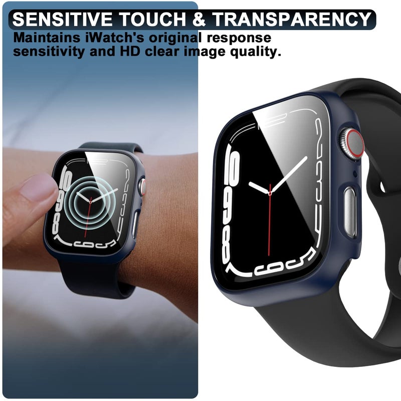 Rontion 6 Pack Hard PC Case with Tempered Glass Screen Protector for Apple Watch 44mm SE 3/SE(2022) Series 6/SE/5/4, Ultra-Thin Scratch Resistant Protective Bumper Cover for iWatch 44mm Accessories - Image 3