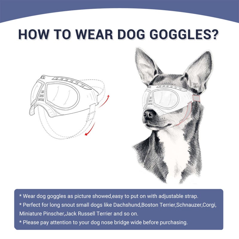 PETLESO Dog Goggles Medium Breed, Dog Sunglasses for Medium Dog Puppy Sunglasses UV Protection for Dog Driving Hiking, Blue Lens - Image 3