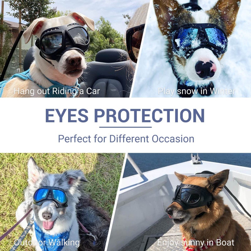 PETLESO Dog Goggles Medium Breed, Dog Sunglasses for Medium Dog Puppy Sunglasses UV Protection for Dog Driving Hiking, Blue Lens - Image 5