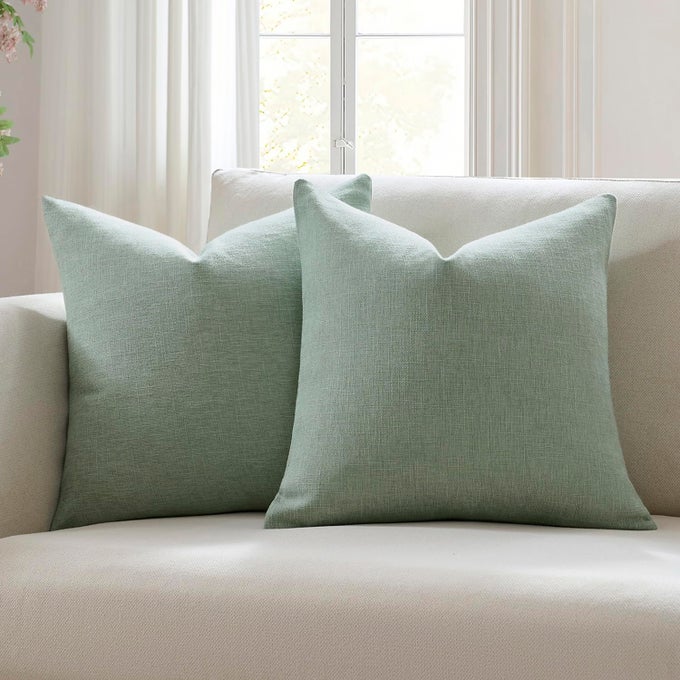 SET OF 2 SAGE GREEN PILLOW COVERS 16 X 16 INCH FARMHOUSE BOHO DECORATIVE THROW PILLOW COVERS LINEN CUSHION COVERS FOR SOFA COUCH DCOR