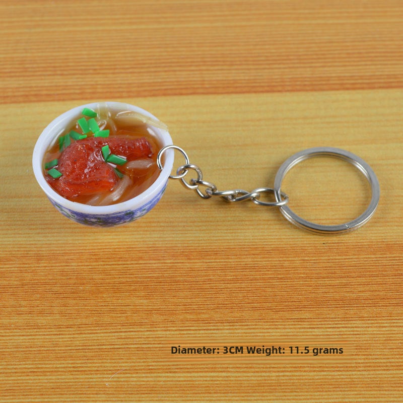 PVC Simulated Food Keychain Porcelain Bowl Decor Toy 25-[Diameter 3cm]]