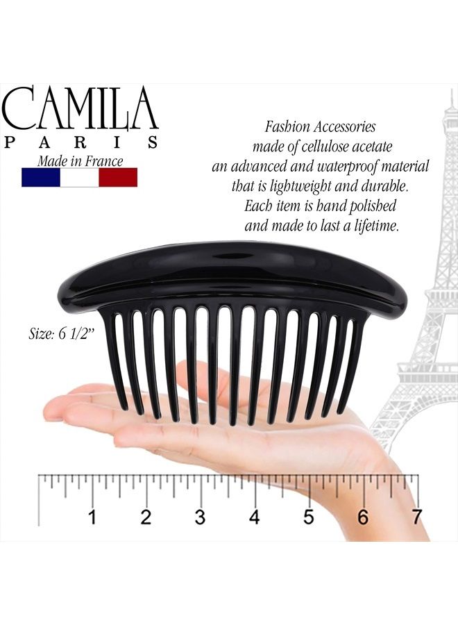 CAMILA Paris MP978/2 French Hair Side Combs, Black Curved Interlocking Combs French Twist Hair Combs, Strong Hold Hair Clips for Women Bun Chignon, Up-Do Styling Girls Hair Accessories Made in France - Image 4