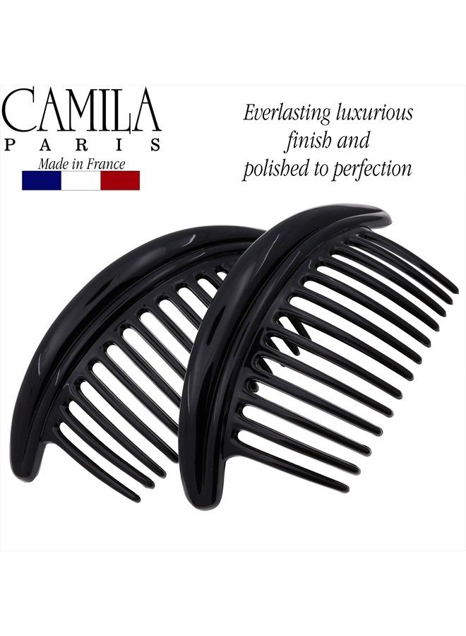 CAMILA Paris MP978/2 French Hair Side Combs, Black Curved Interlocking Combs French Twist Hair Combs, Strong Hold Hair Clips for Women Bun Chignon, Up-Do Styling Girls Hair Accessories Made in France - Image 5